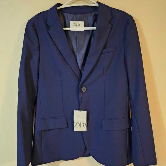 ZARA Boy's Navy Blue 2-Button Tailored Suit Jacket - Size 13-14 - Picture 1 of 11